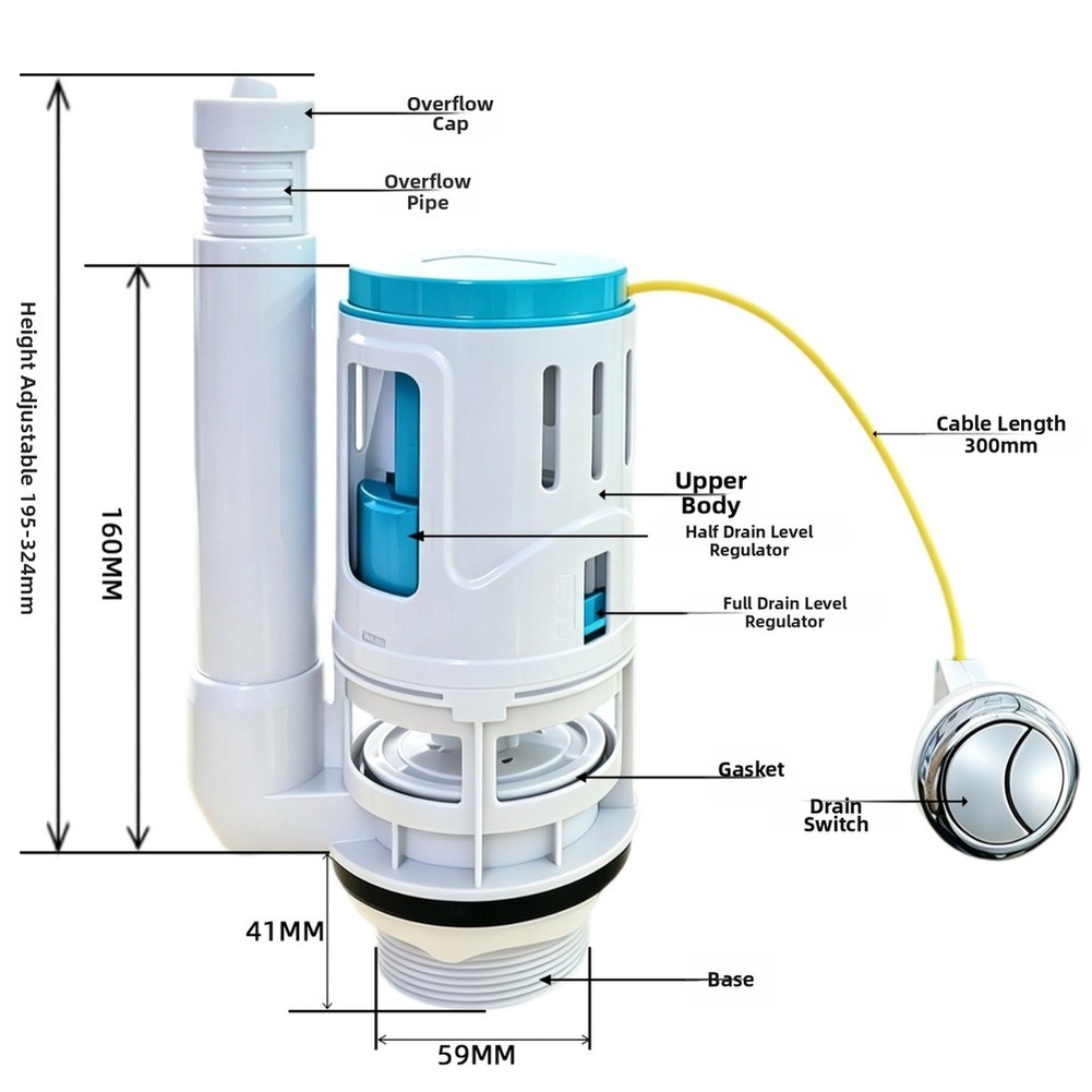 1 Piece Dual Flush Valve Cable - Toilet Fill Valve ulasan dan harga