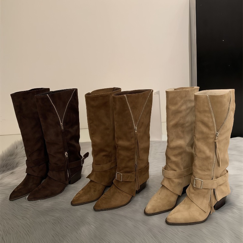 Women's Boots Vintage Suede Le - Pipe Bending Spring ulasan dan harga